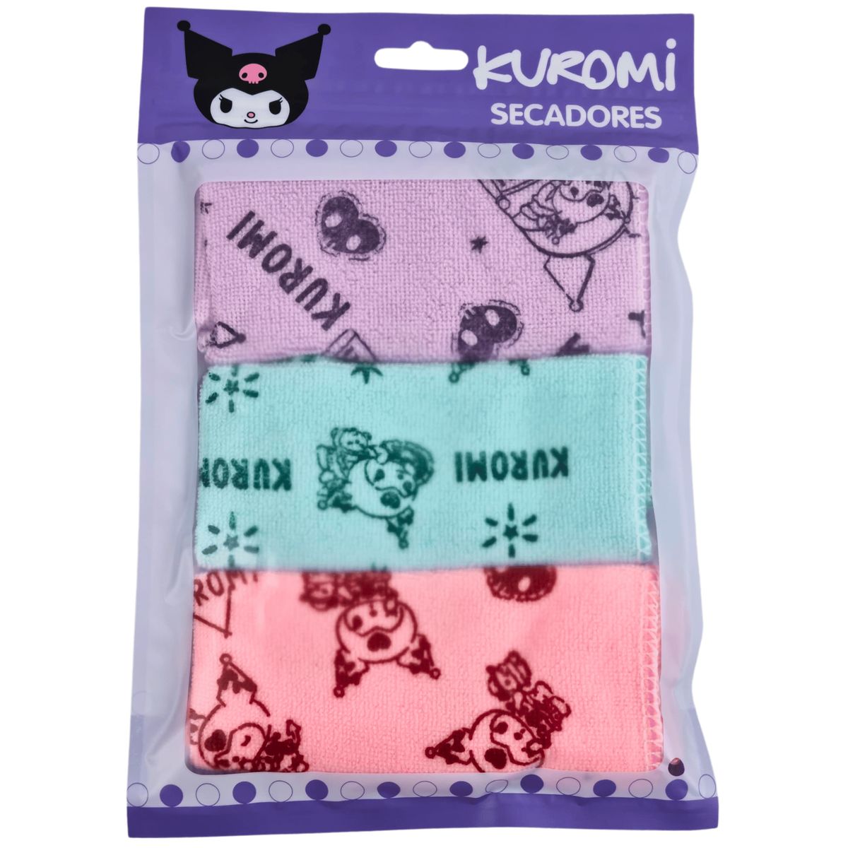 SANRIO - Pack 3 Paños Microfibra KUROMI multiusos