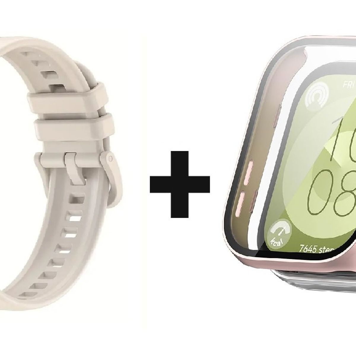 GENERICO - CORREA SILICON + BUMPER PARA HUAWEI WATCH FIT 3 NUDE