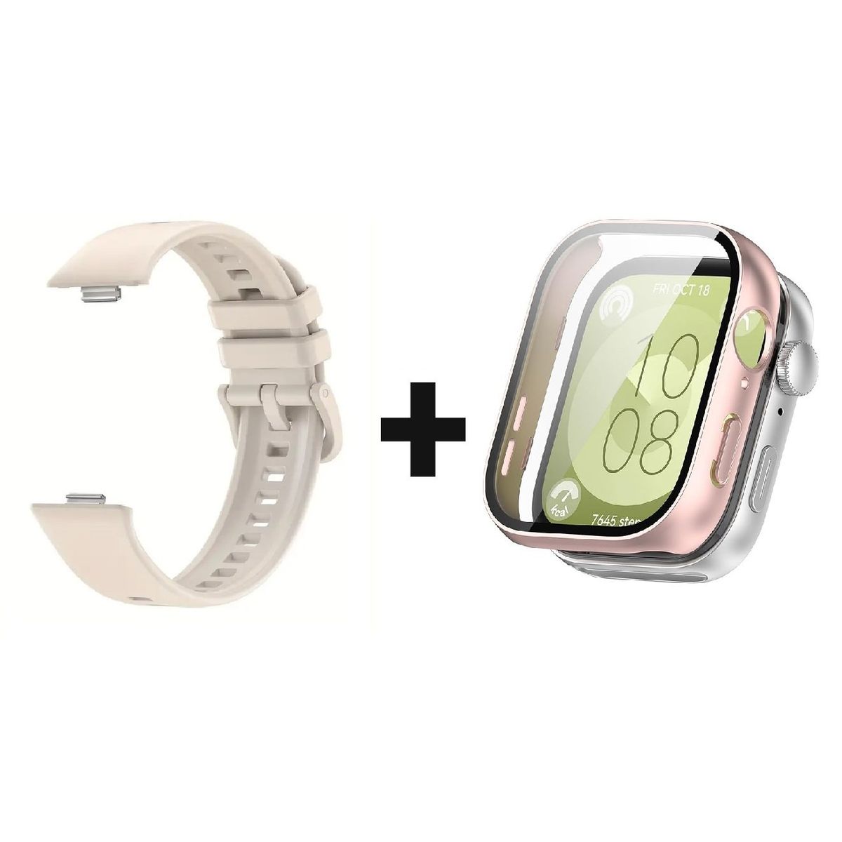 GENERICO - CORREA SILICON + BUMPER PARA HUAWEI WATCH FIT 3 NUDE