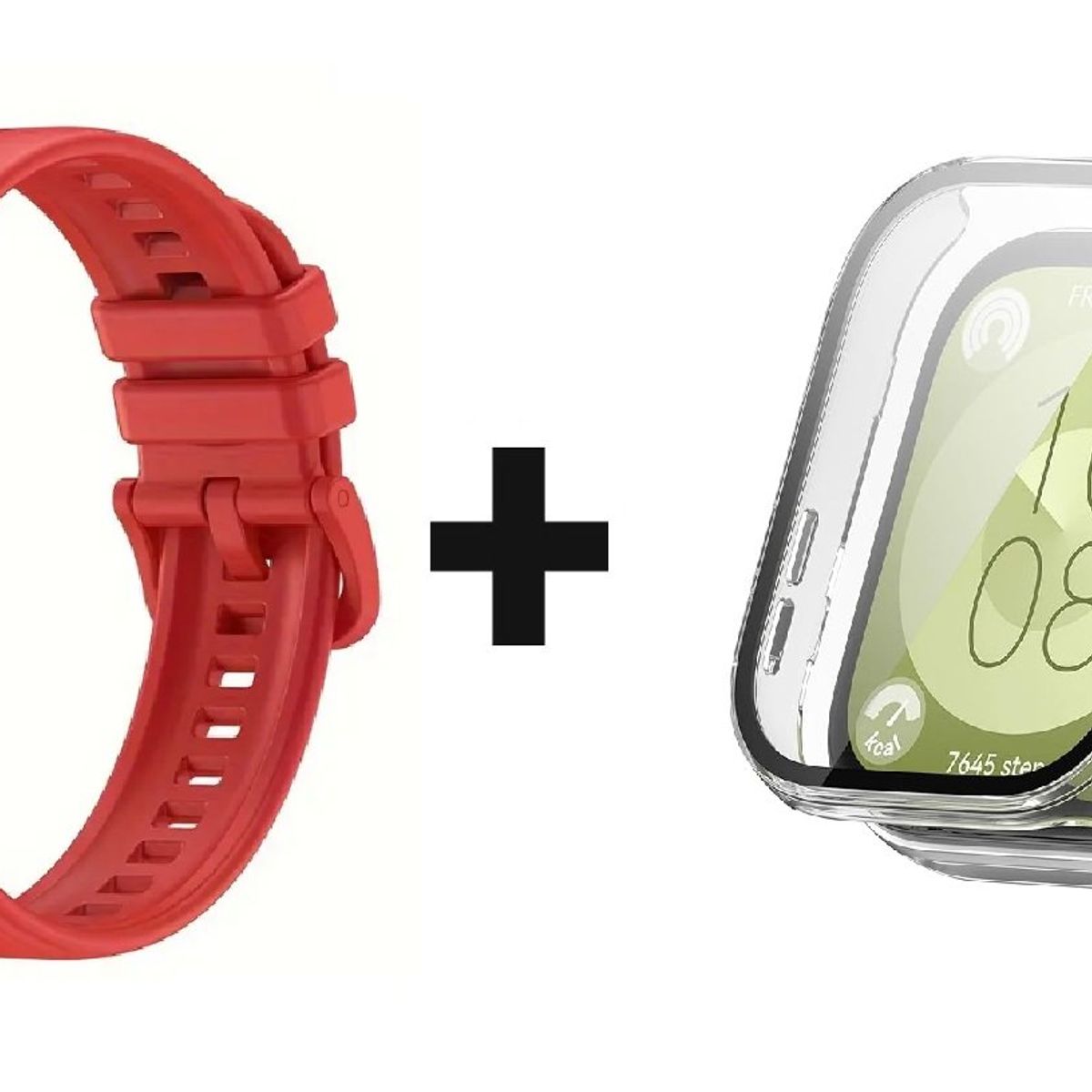 GENERICO - CORREA SILICON + BUMPER PARA HUAWEI WATCH FIT 3 ROJO
