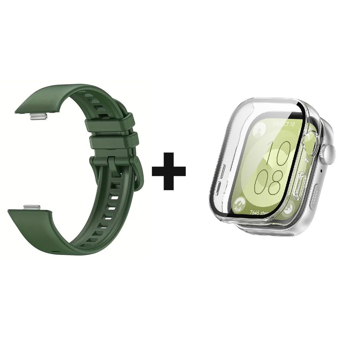 GENERICO - CORREA SILICON + BUMPER PARA HUAWEI WATCH FIT 3 VERDE