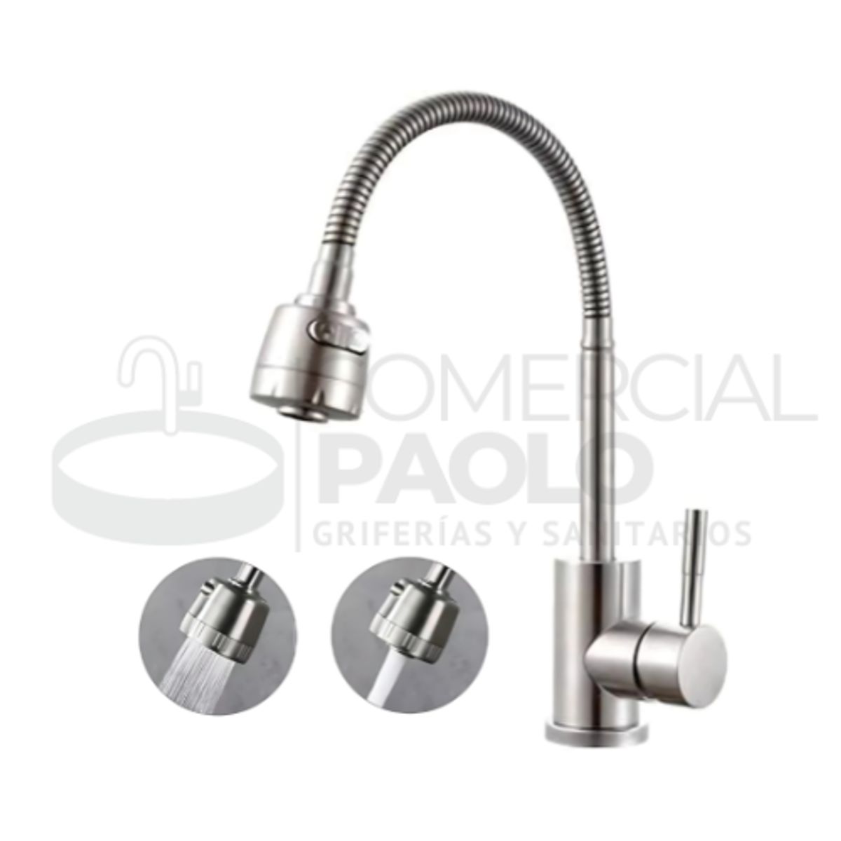 GENERICO - MEZCLADORA MONOCOMANDO DE COCINA FLEXIBLE SATINADO MC304-01093