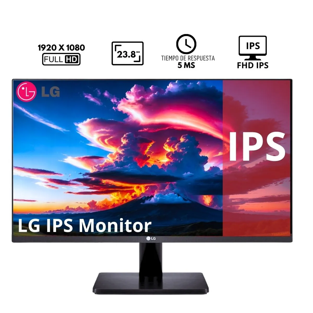 LG - Monitor LG 24MS500-B 238 FHD IPS 1920x1080 HDMI x2  Headphone