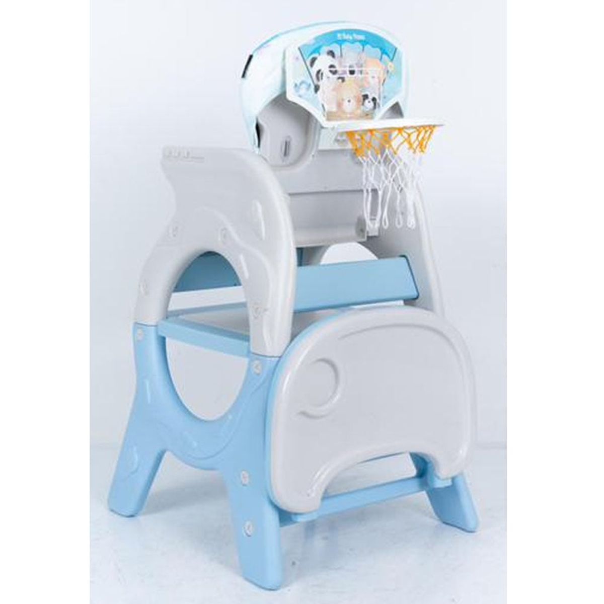 BABY HAPPY - Silla de Comer 6 en 1 Cesta Plato Lego y Pizarra Celeste