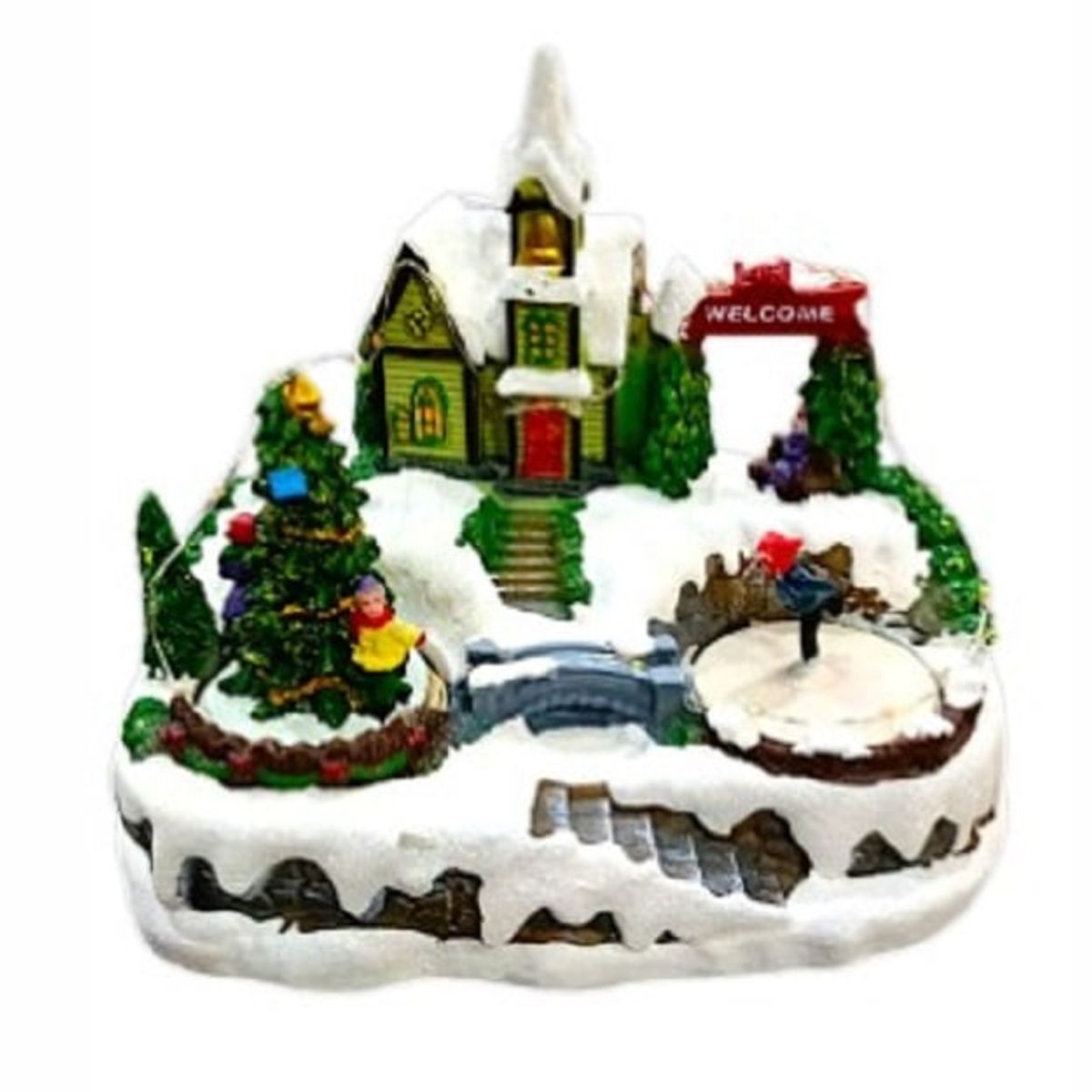 GENERICO - Villa Navideña MUSICAL Y CON CONECTOR USB Y PILAS PREMIUM