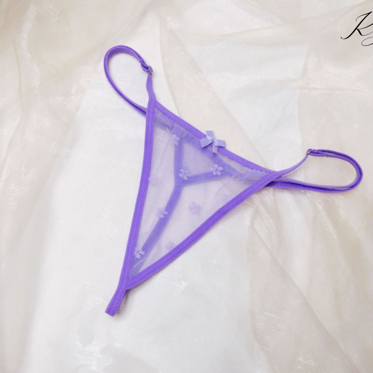 GENERICO - PACK 3 TANGA HILO CORAL TRANSPARENTE TULL LICRADO