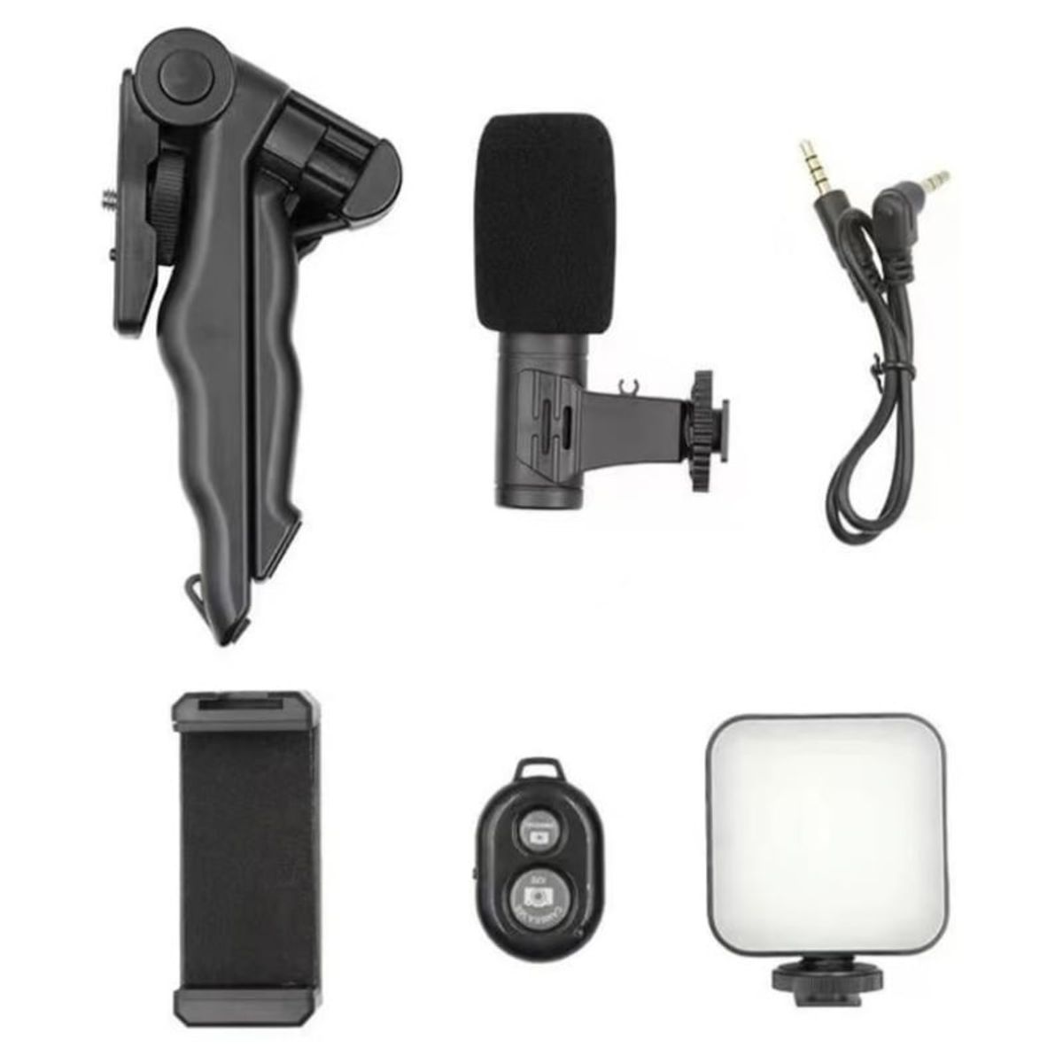 GENERICO - Kit Grabación Tripode Micrófono Control Luz Led Soporte para Vlogger