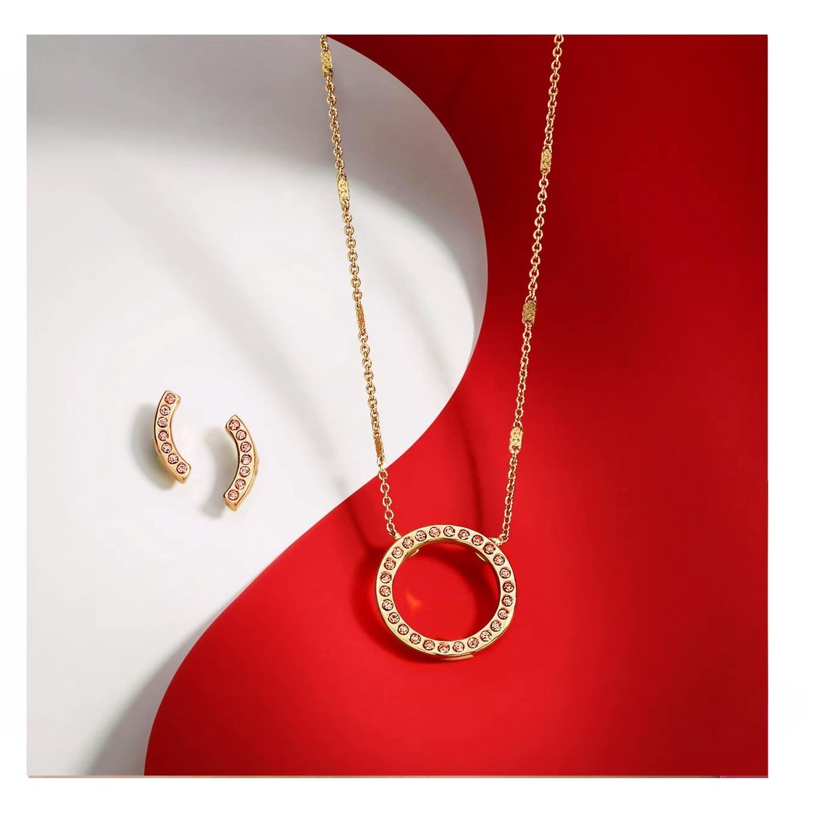 ESIKA - Set Collar Aretes Perfect Gems KARMA Baño Oro y Cristal de ESIKA - Liquidación