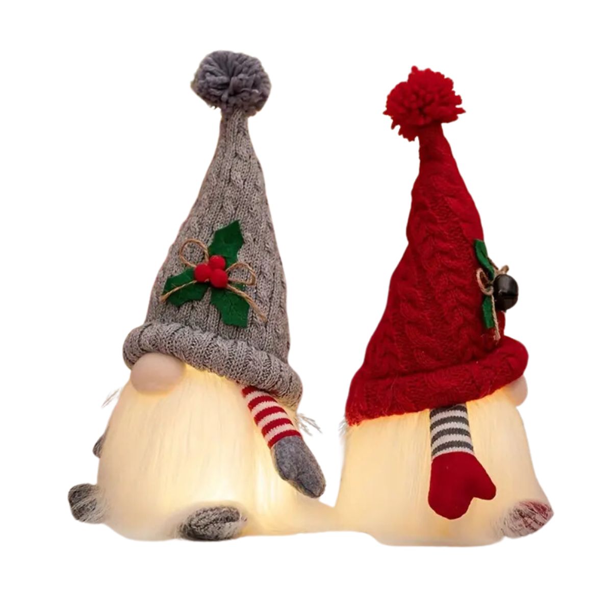 INSPIRA - Set de 2 Muñecos Gnomos Gorro Navideño con Luz LED