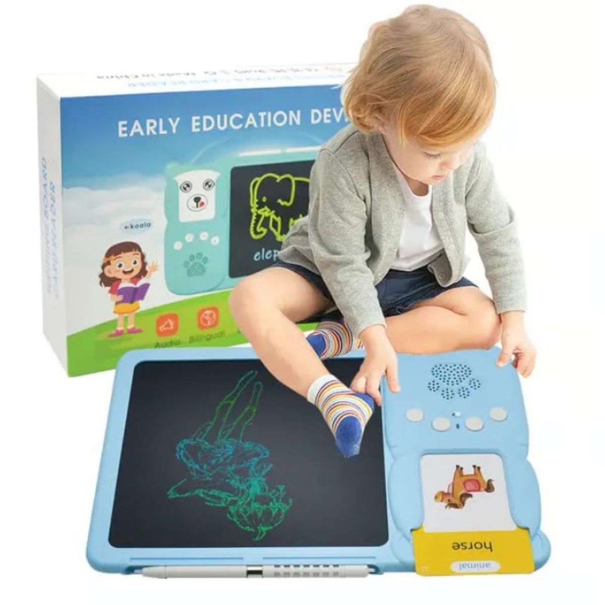 OEM - Tableta Didáctico Parlante 224 palabras Español Inglés CELESTE