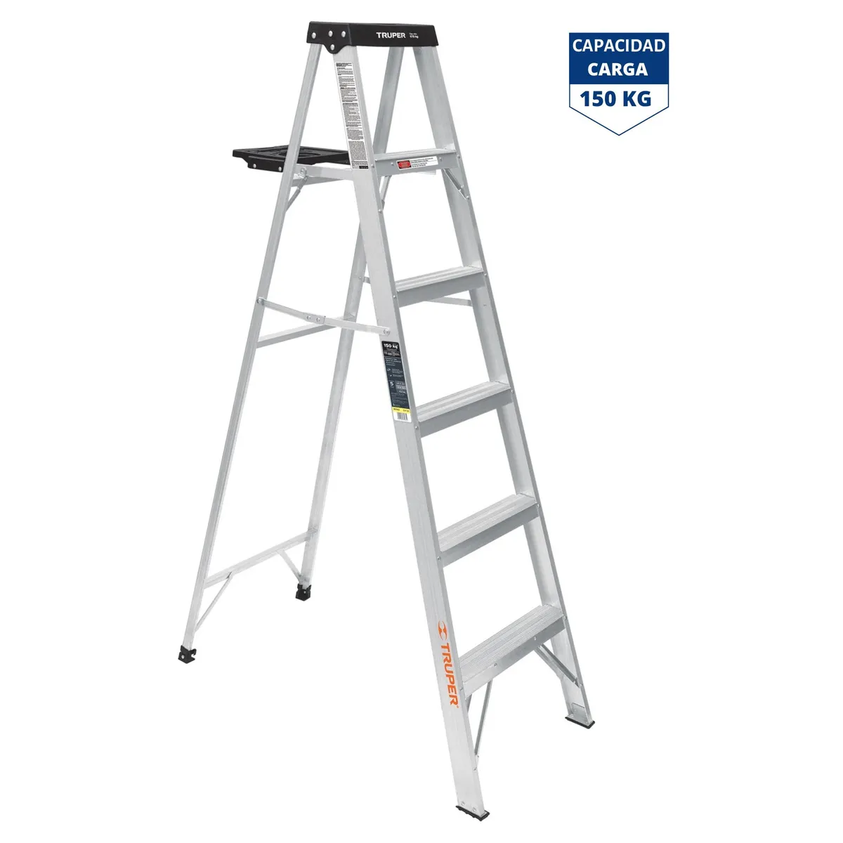TRUPER - Escalera tijera 5 peldaños, kit rodillo pintor COMBO MEGADUMBO FINO ACABADO