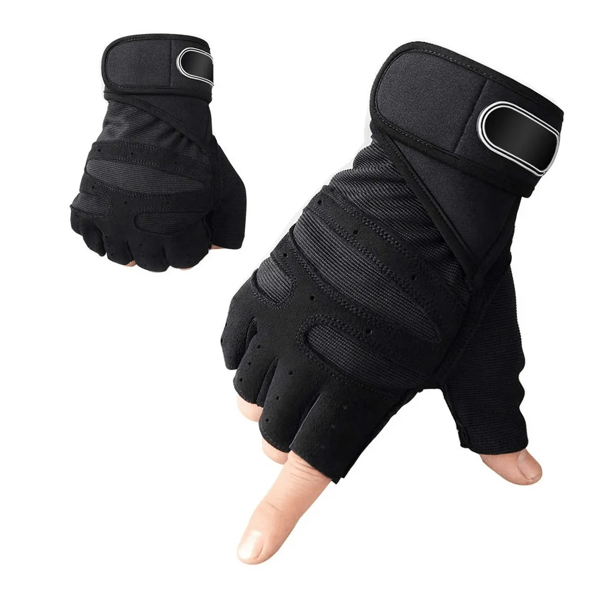GENERICO - GUANTES CON MUÑEQUERA DEPORTIVOS GYM - L