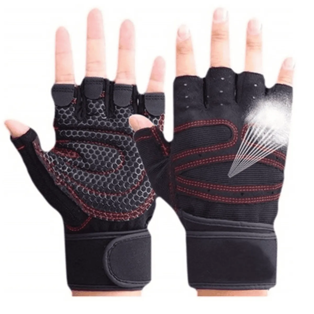 GENERICO - GUANTES CON MUÑEQUERA DEPORTIVOS GYM - M