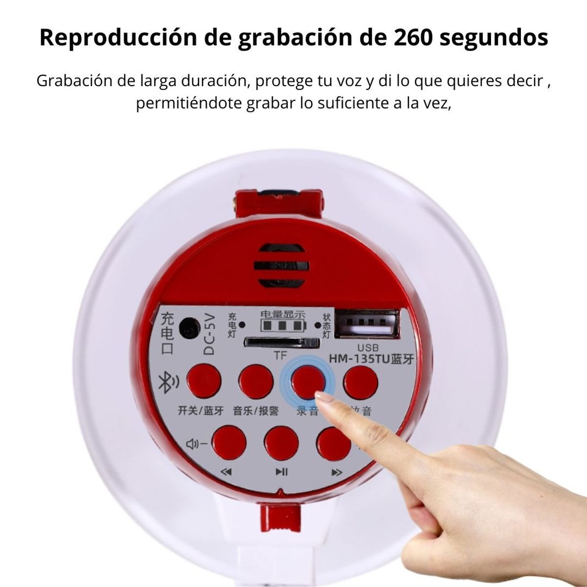 CAFINI - Megafono 50W CAFINI Bluetooth Grabación 260 Segundos y Sirena CN-H9304