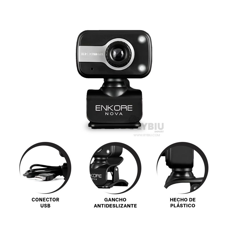 GENERICO - Camera para Laptop en Negro Y+Regalo Ligas para Peinar