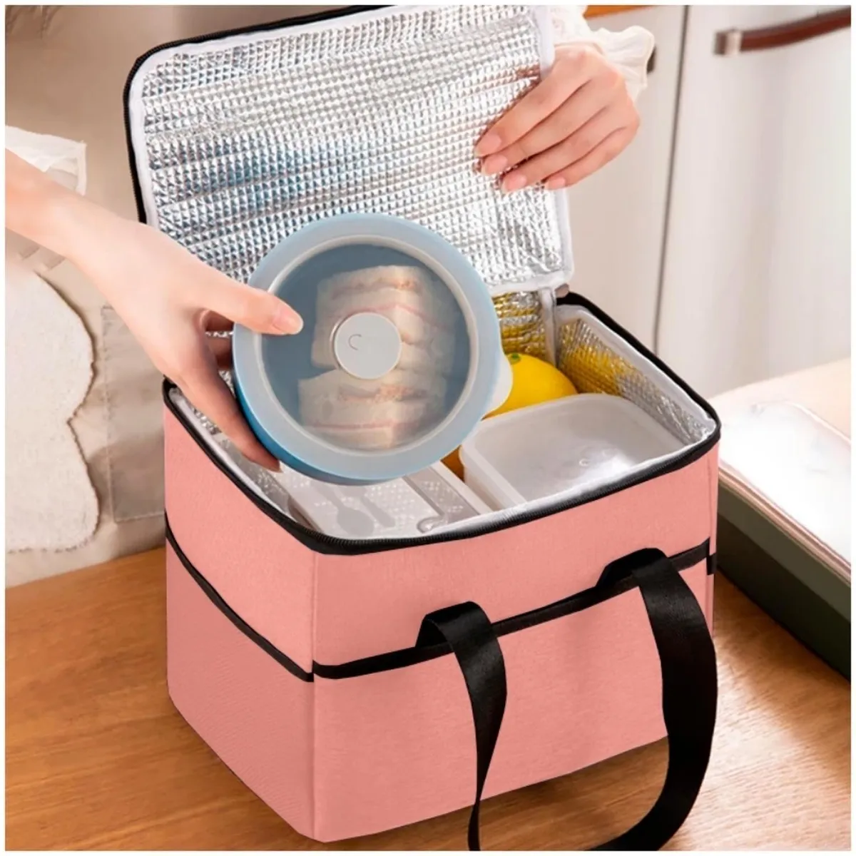 MINARI - Lonchera Térmica Bolsa de Almuerzo Impermeable Rosado 75L