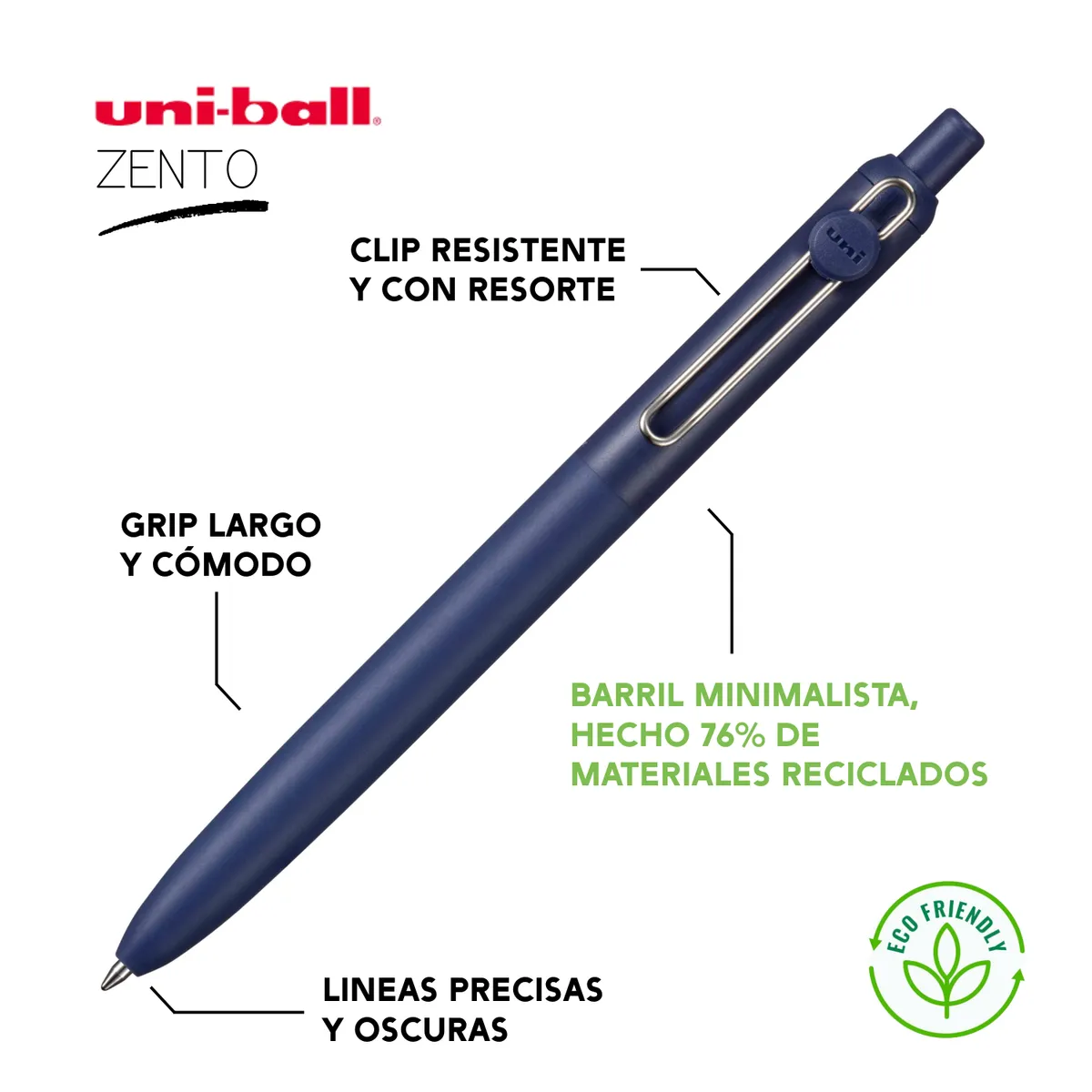 UNI BALL - UNI Zento Bolígrafo Retráctil Tinta Gel Azul - COASTAL