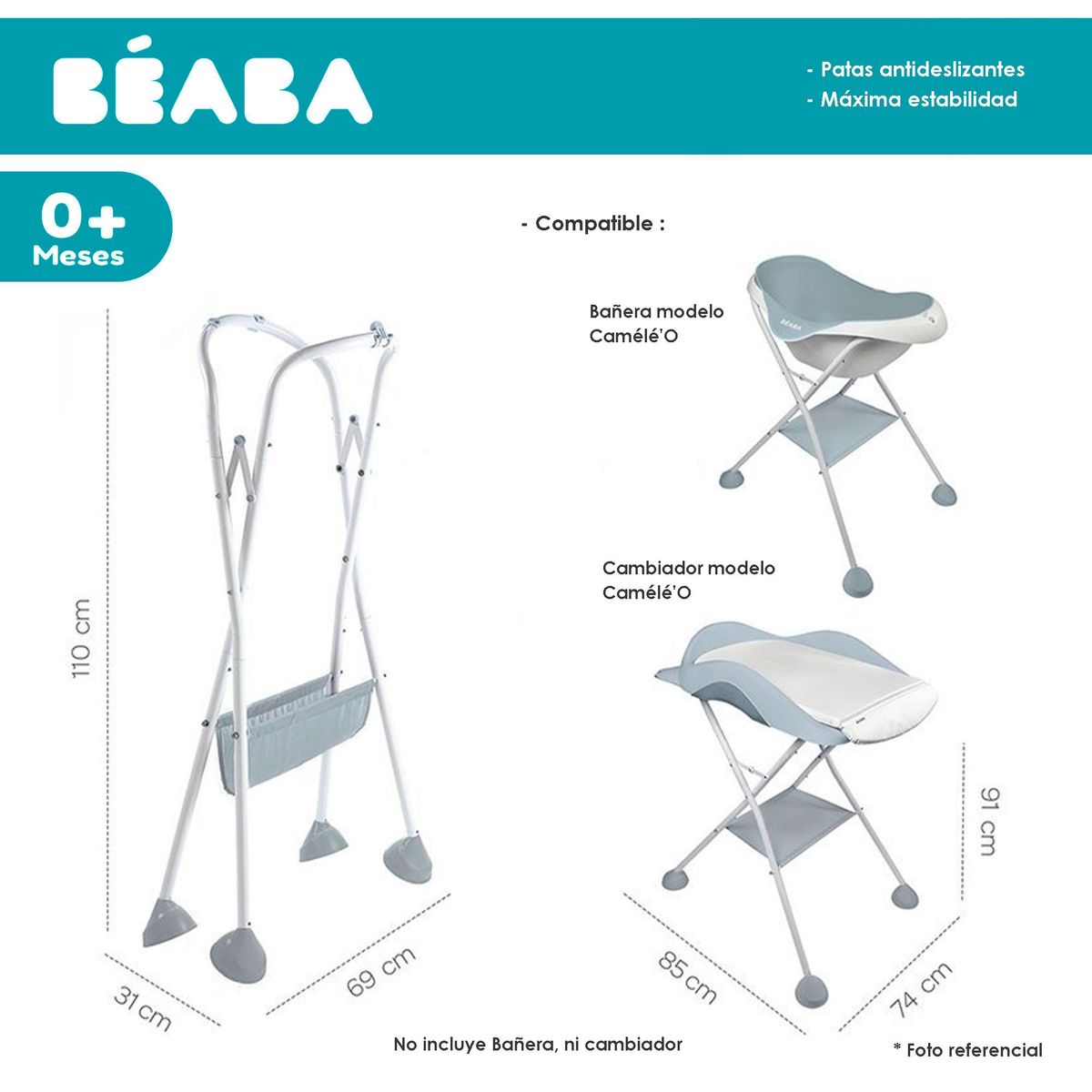 BEABA - SOPORTE DE PIE PARA BAÑERA BLANCO MODELO CAMÉLÉ´O BEABA