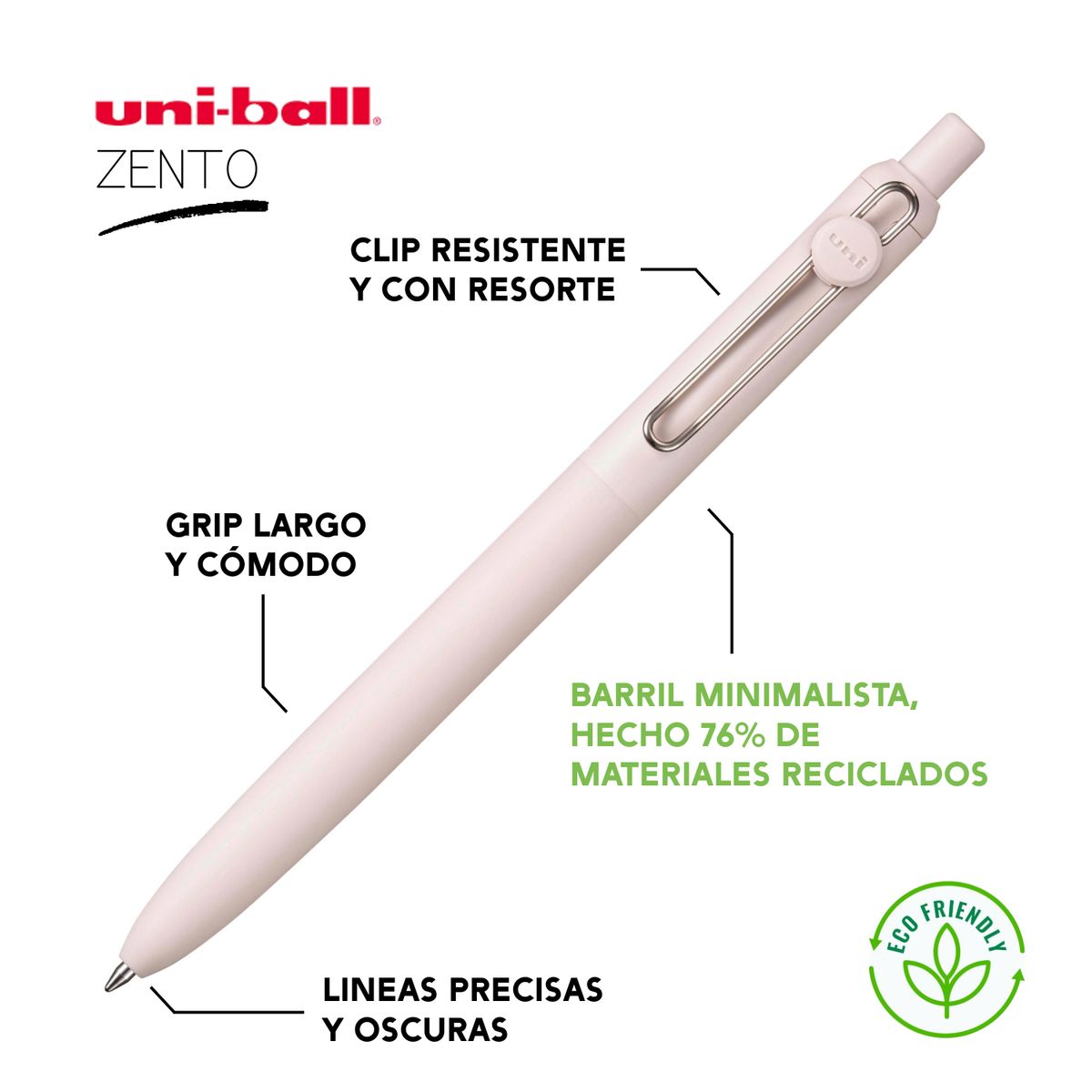 UNI BALL - UNI Zento Bolígrafo Retráctil Tinta Gel Azul - IVORY