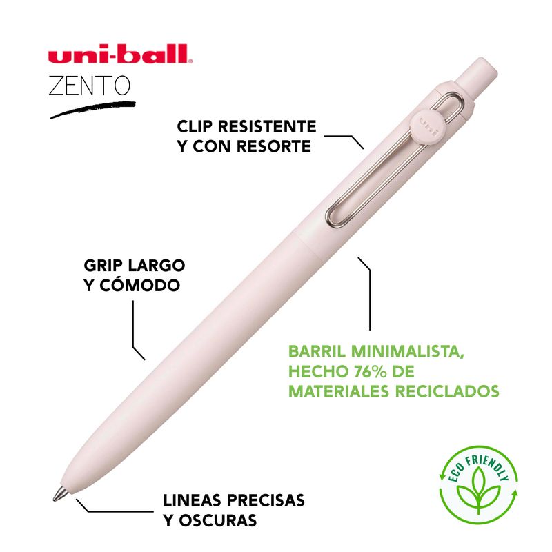 UNI BALL - UNI Zento Bolígrafo Retráctil Tinta Gel Azul - IVORY