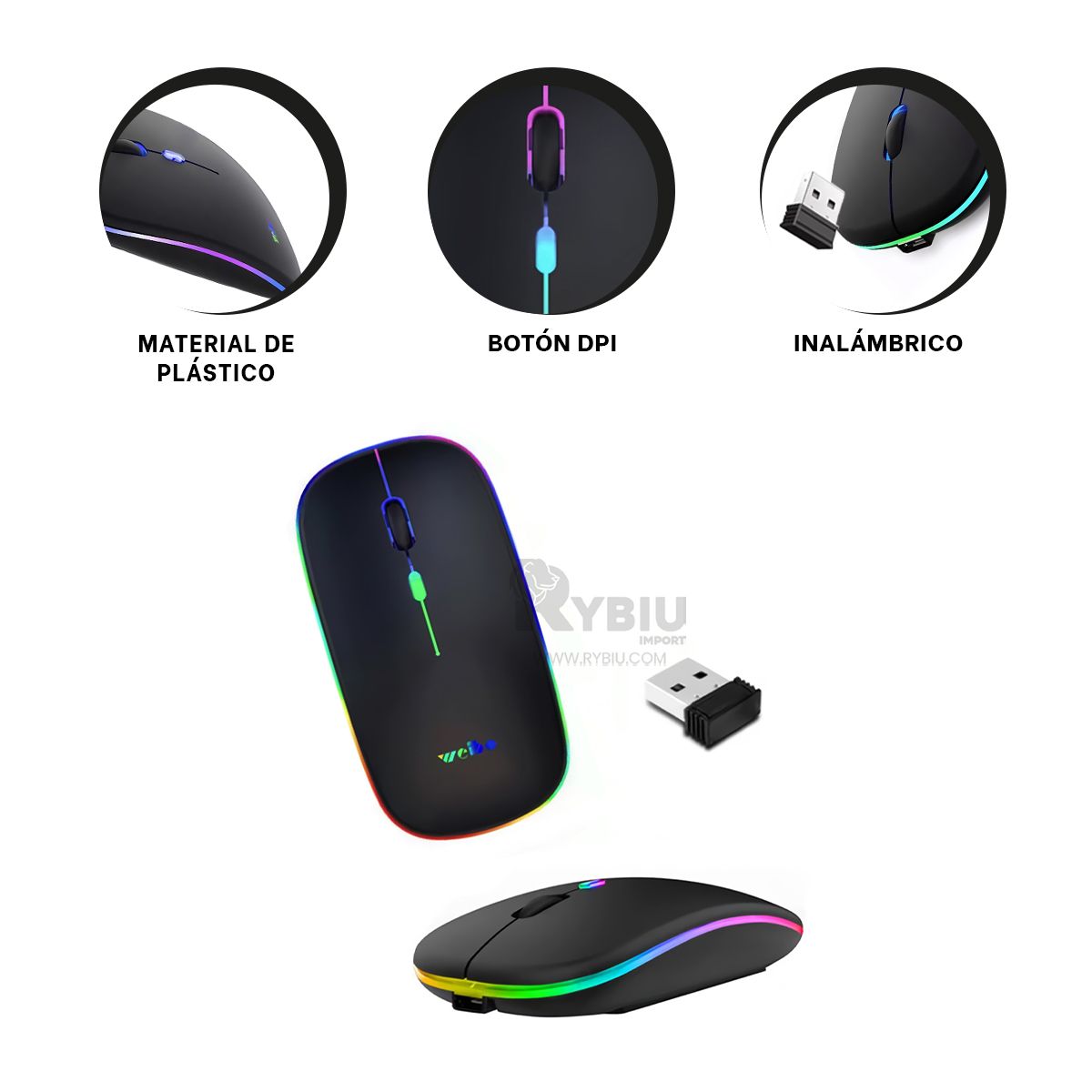 GENERICO - Puntero Estilizado y Eficiente RF 6800 Negro Y+Gift Stickers