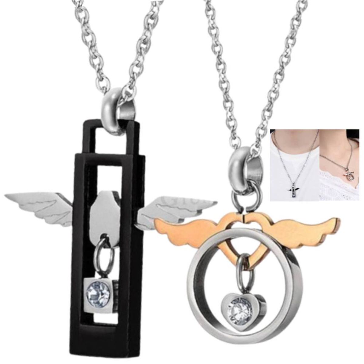 NO LOGO - Collar De Pareja Alas De Angel Diseño Exclusivo Regalo