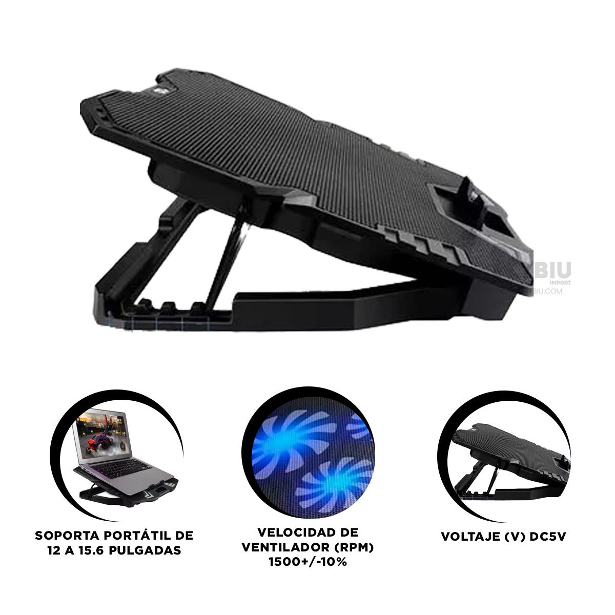 GENERICO - Soporte con Ventiladores para Laptop HA K5 Y+Gift Stickers