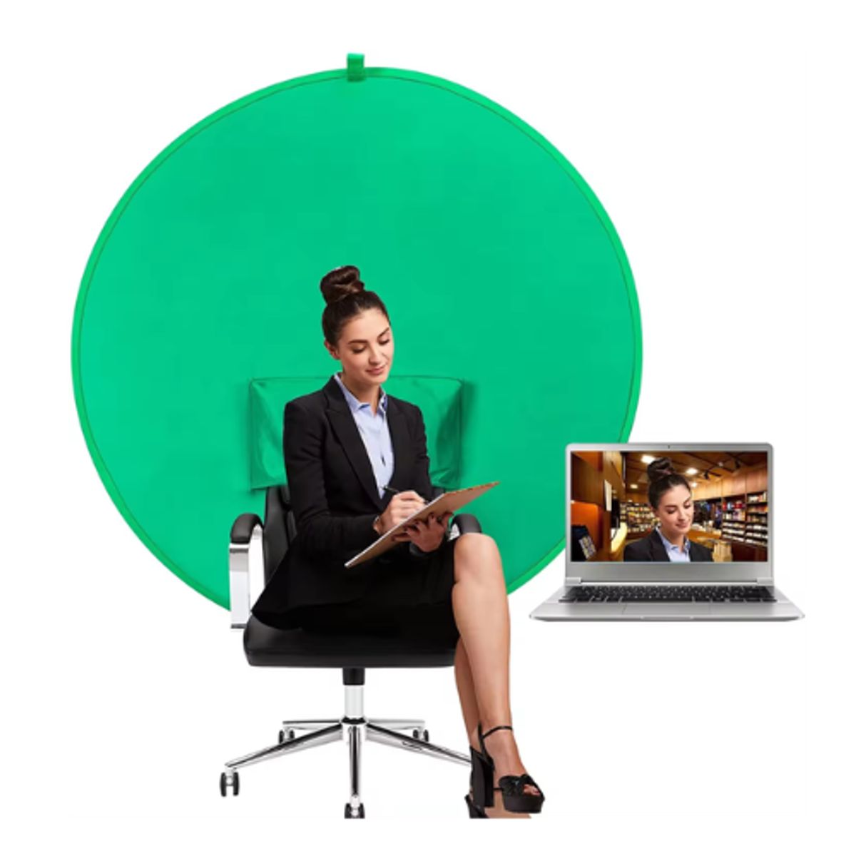 GENERICO - PANTALLA CHROMA VERDE PARA SILLA DE 142CM