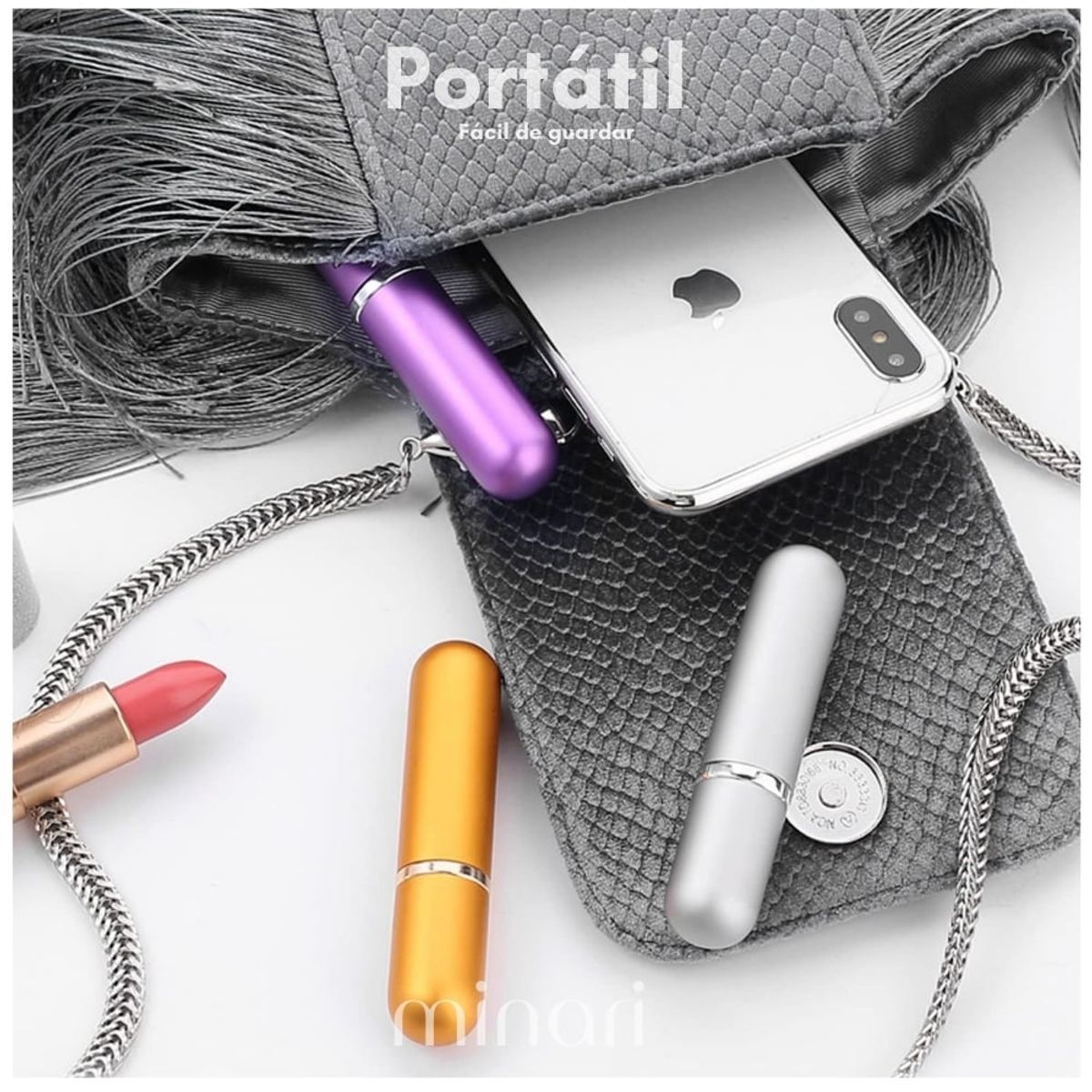 MINARI - Dispensador Atomizador de Perfume para Viaje A15- Dorado Metálico