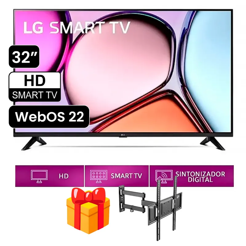 LG - Televisor LG 32 Pulg. LED Smart TV HD con Thinq AI 32LQ600BPSA + Rack