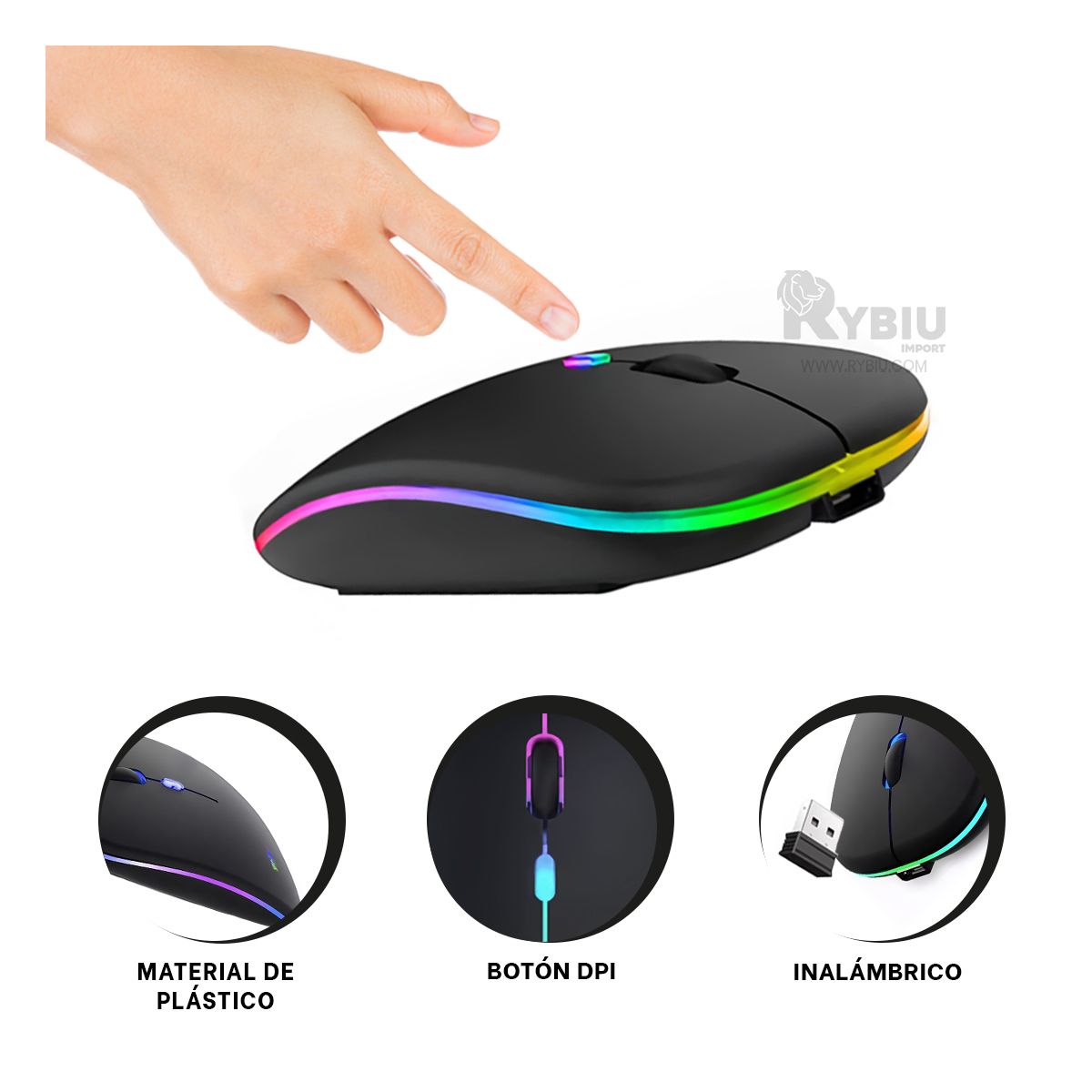 GENERICO - Cursor Elegante RF 6800 en Color Negro Y+Post-it Adhesivos