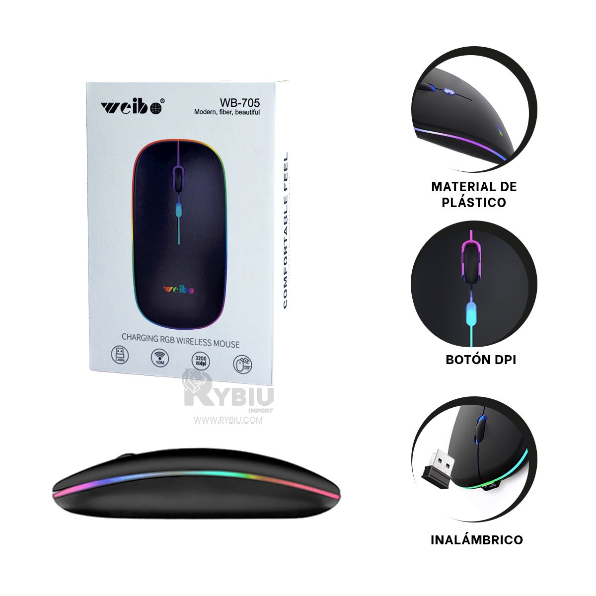 GENERICO - Cursor Funcional RF 6800 en Color Negro Y+Ligas de Regalo