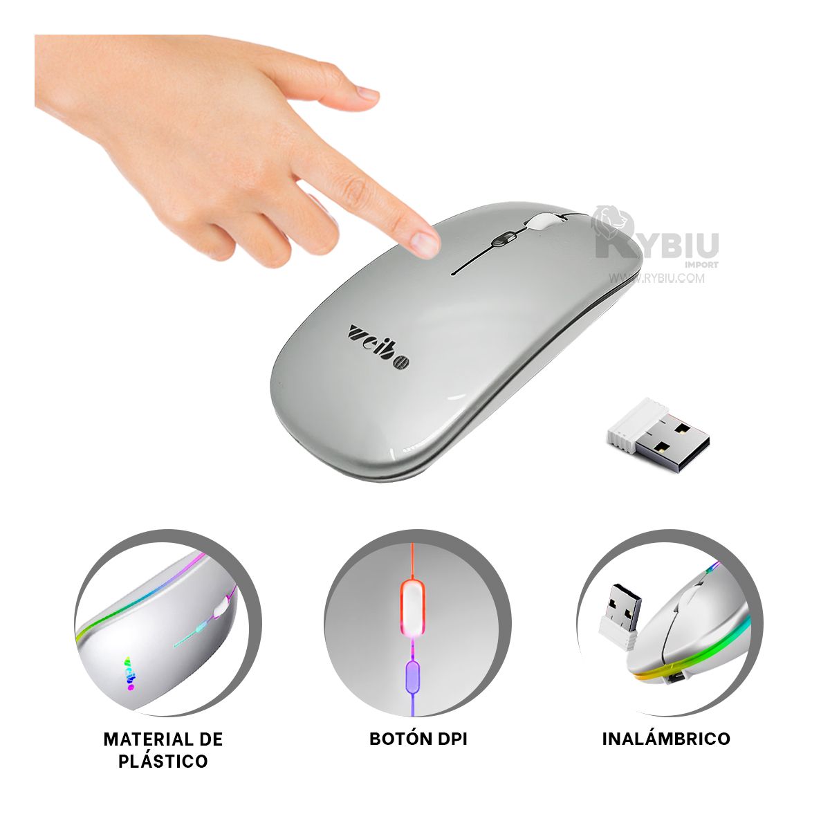 GENERICO - Cursor RF 6800 en Color Plomo Y+Banderitas Adhesivas