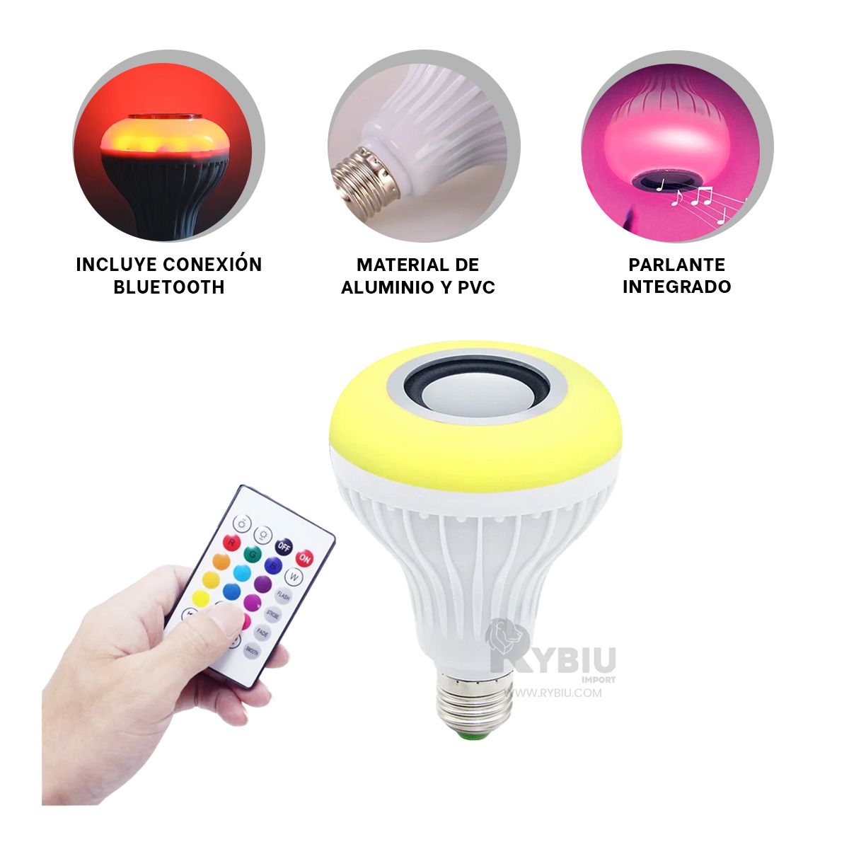 GENERICO - Ampolleta Bluetooth y Luces LED Y+Banderitas Adhesivas