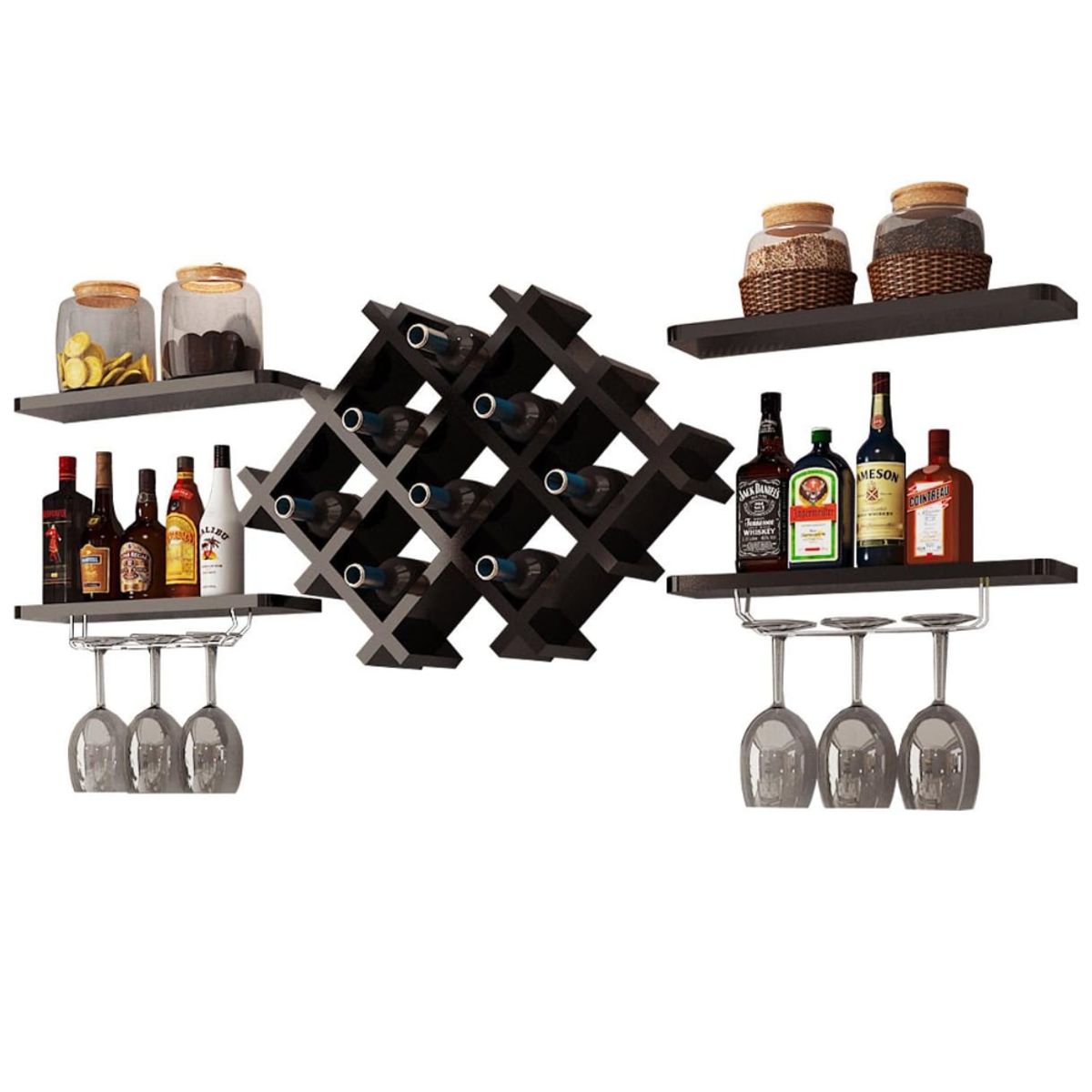 GENERICO - Estante Bar Flotante Daniel Negro Petrox Home