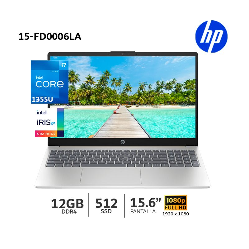 HP - Laptop HP Core I7-1355U 15-fd0006la156 Pantalla FHD 12Gb Ram  512Gb SSD - 802N8LA