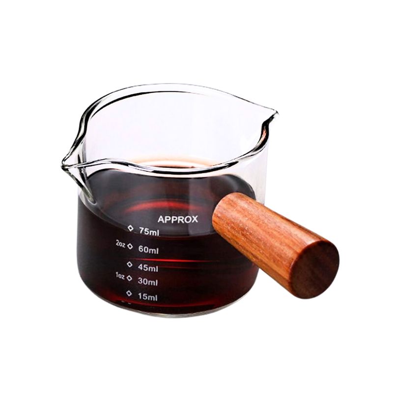 INSPIRA - Taza Medidora Doble Boquilla con Mango de Madera 75ml