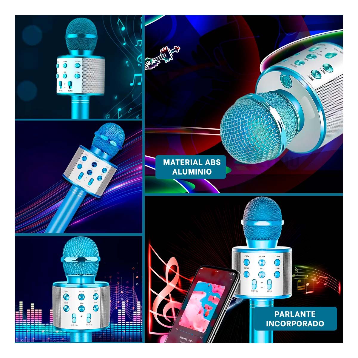 GENERICO - Mic Facil de Activar en Azul Y+Regalo Ligas para Peinar