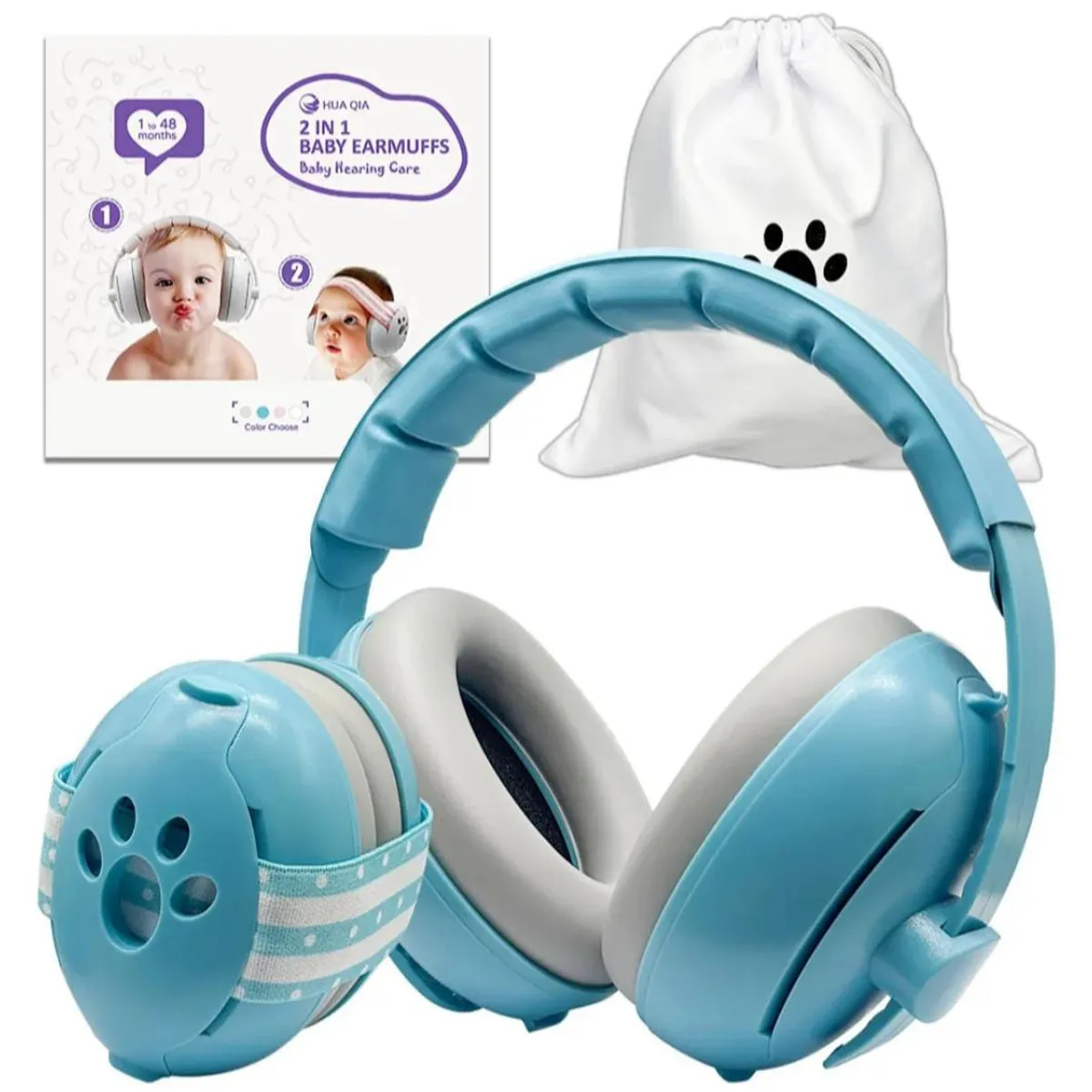GENERICO - OREJERAS ANTIRUIDO 2 en 1 PARA BEBÉS - CELESTE