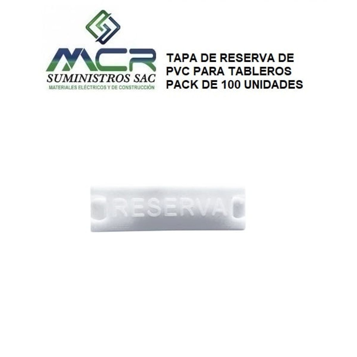 TAPA DE RESERVA DE PVC PARA TABLEROS BLANCO PACK DE 100 UND, marca GENERICO - Foto Principal