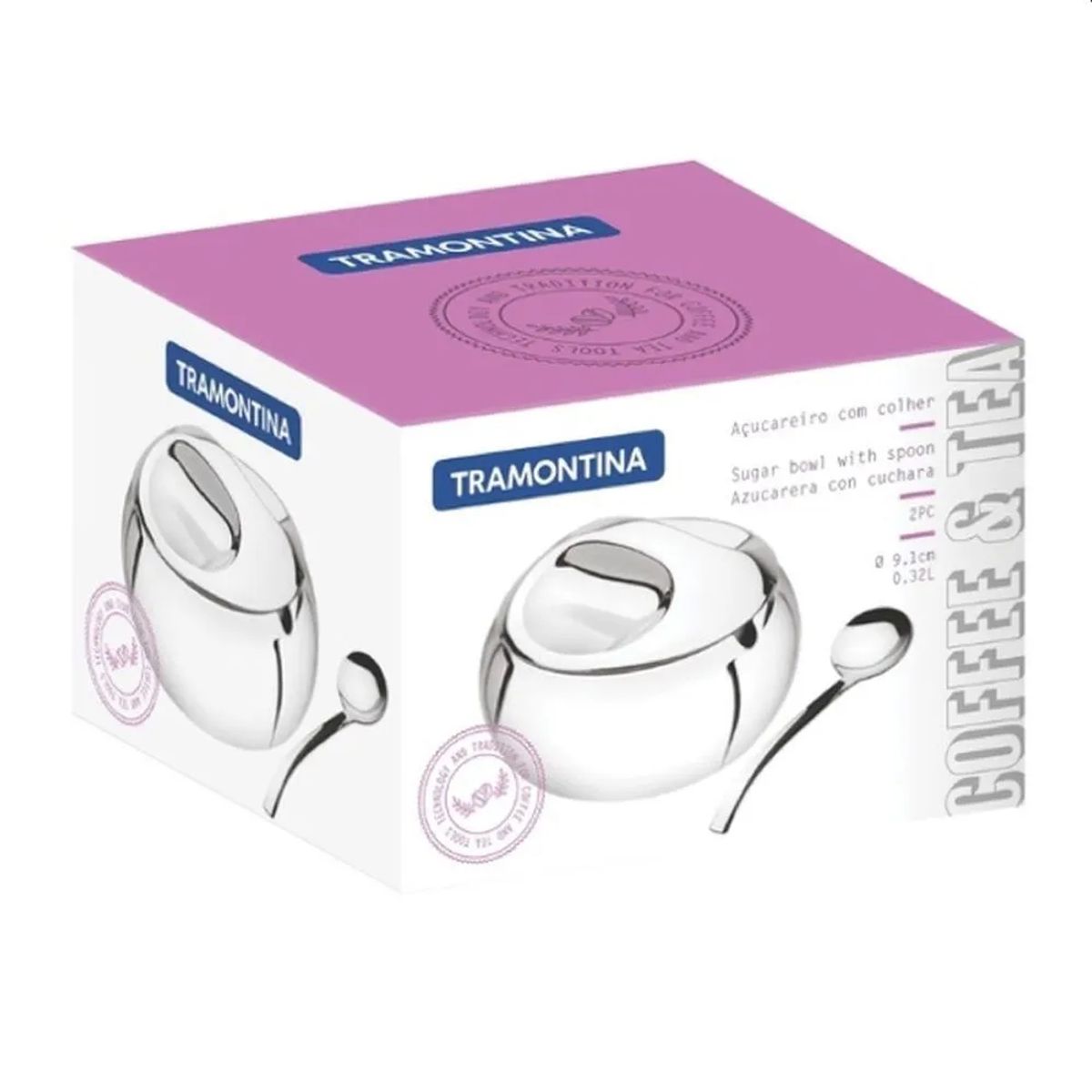 TRAMONTINA - Azucarero con Cucharita 300ml Tramontina - Acero Inoxidable 10016036