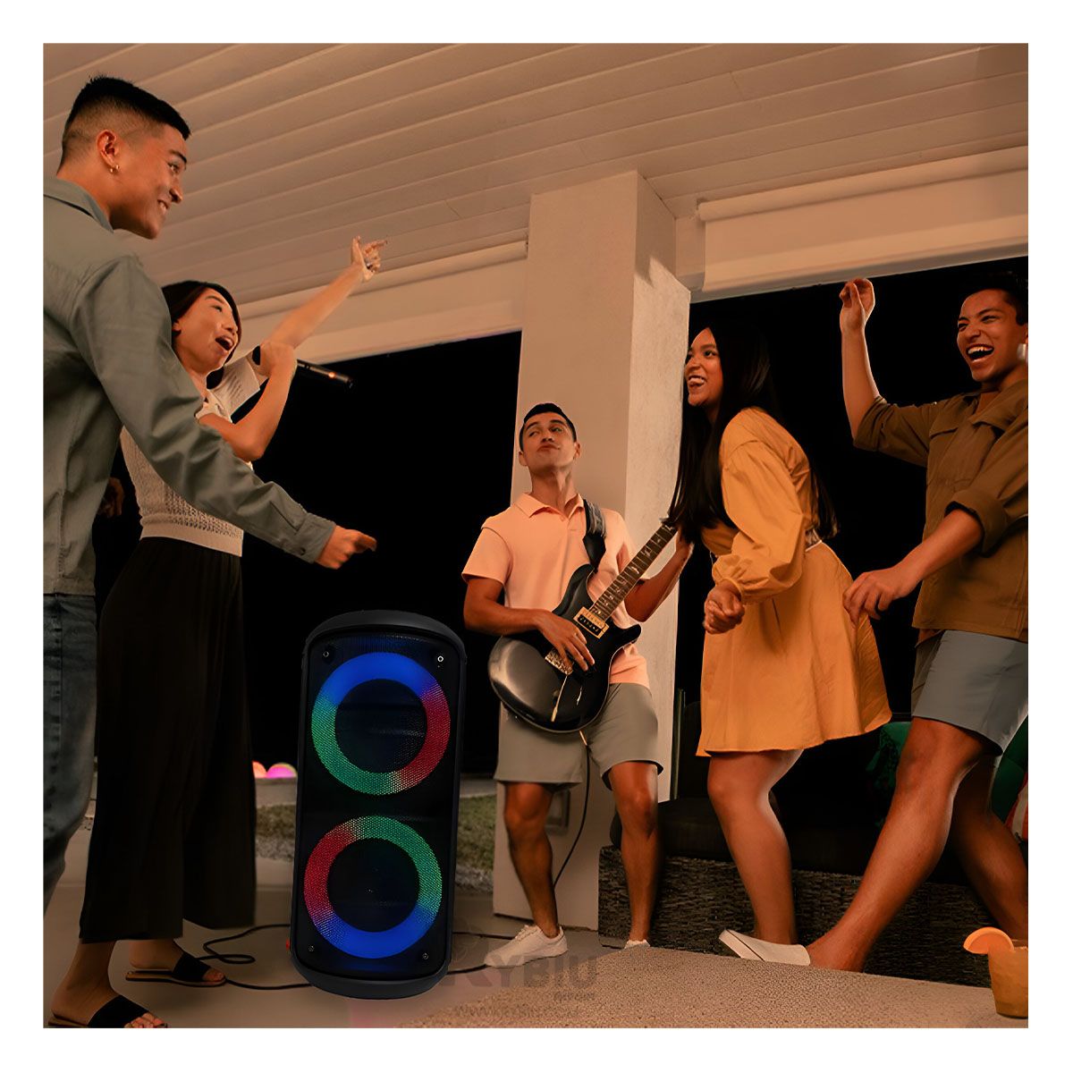 GENERICO - Parlante con Luces en Color Negro Y+Papel de Regalo