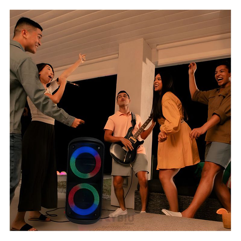 GENERICO - Parlante con Luces en Color Negro Y+Papel de Regalo