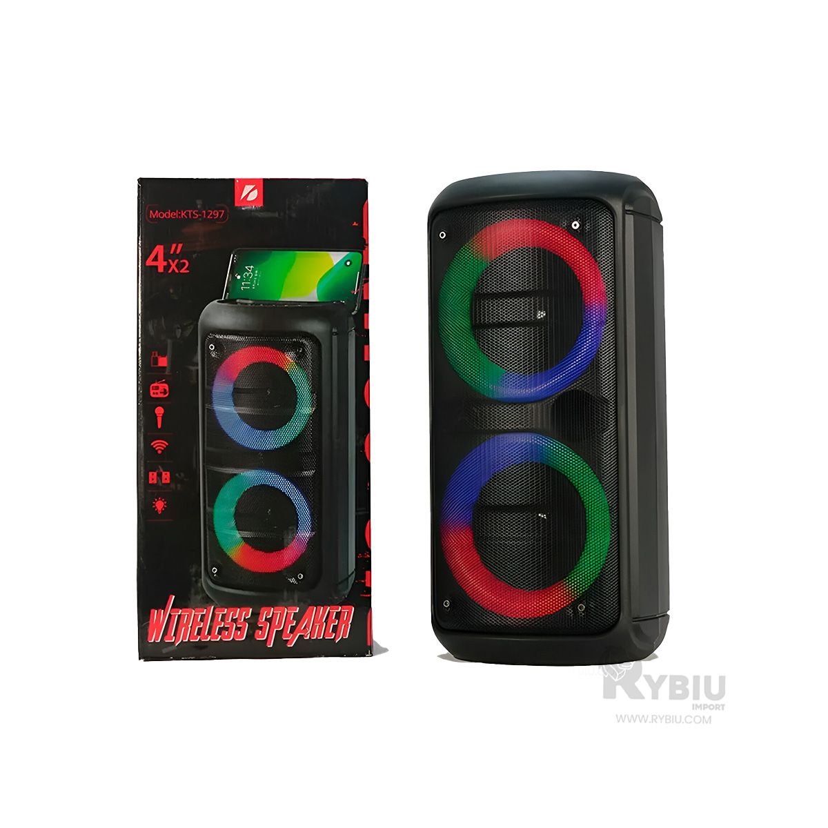 GENERICO - Parlante con Luces en Color Negro Y+Papel de Regalo