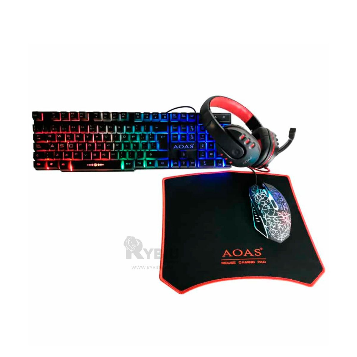 GENERICO - Kit Gamer Profesional 4 en 1 con Luces en Multiculor