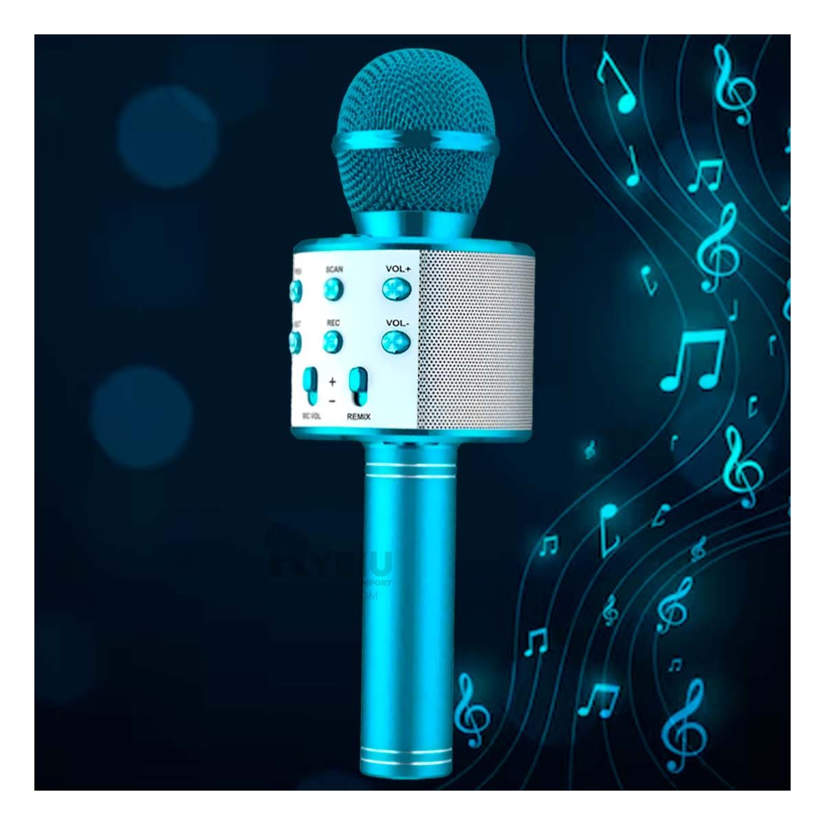 GENERICO - Microfono Bluetooth en Color Azul Y+Regalo Agendita