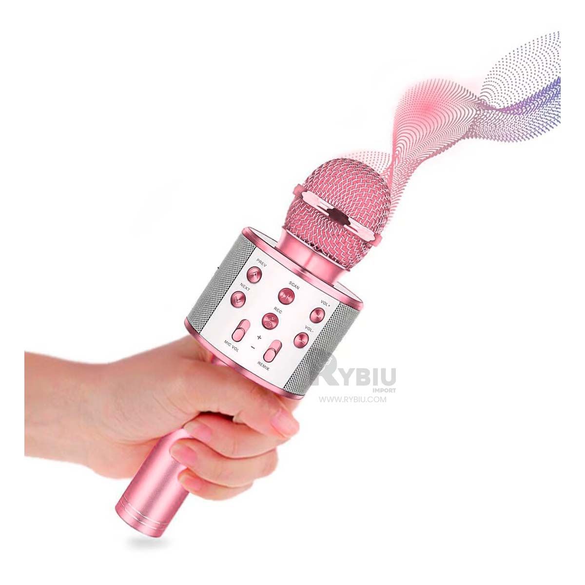 GENERICO - Microfono Util con Bluetooth en Oro Rosado Y+Regalo Stickers