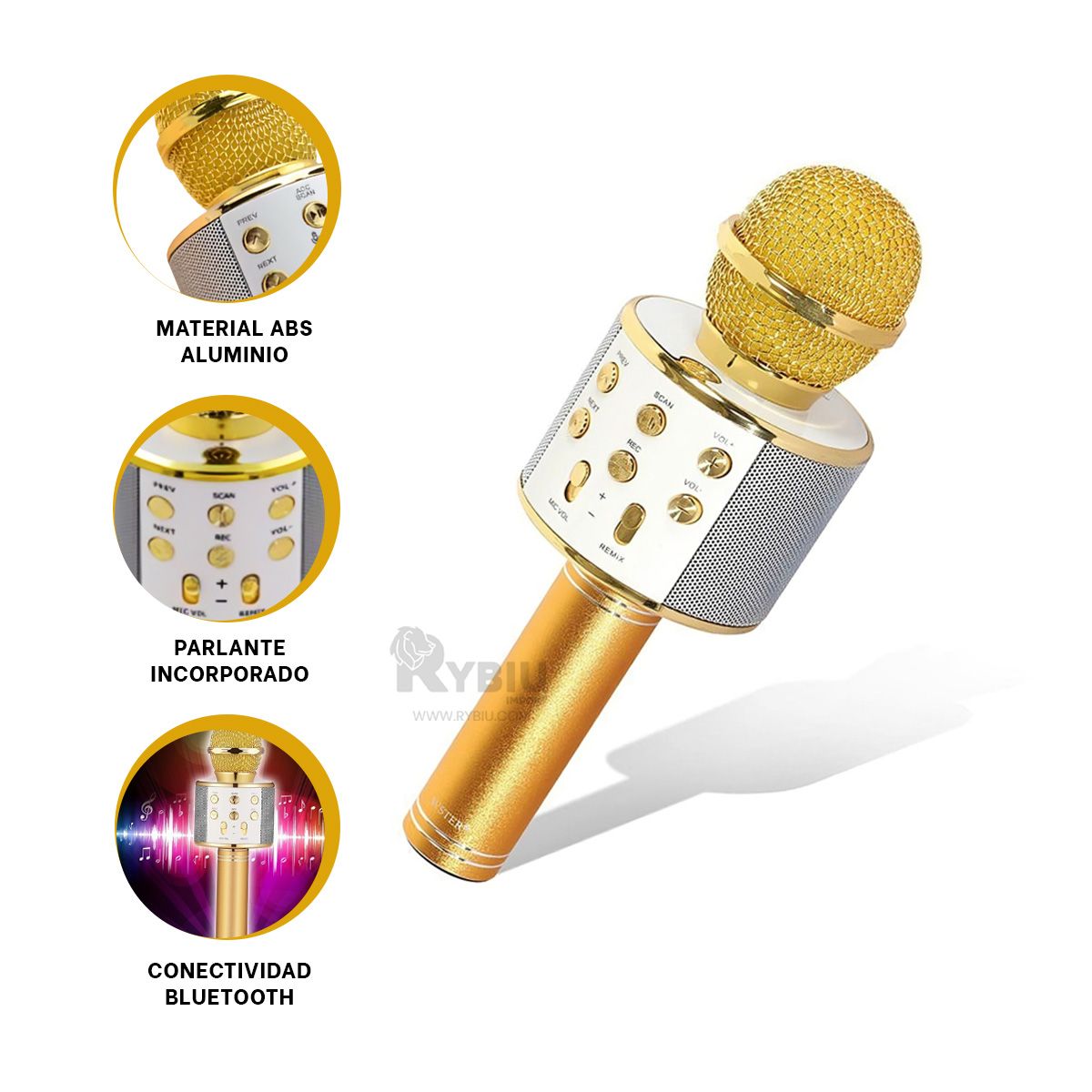 GENERICO - Micro Duradero con Bluetooth en Tono Dorado Y+Gift Stickers