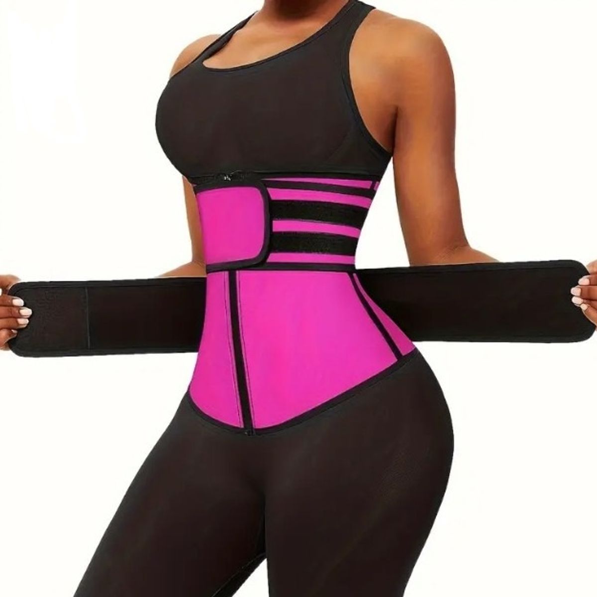 GENERICO - Faja Reductora de Cintura 2 Velcros Para Entrenamiento Fucsia