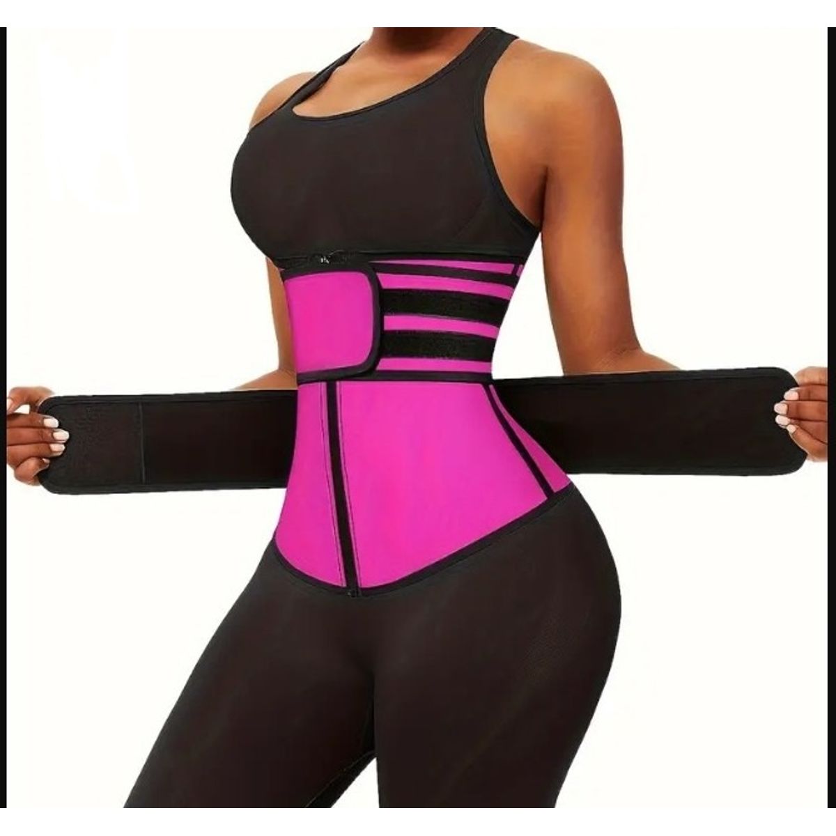 GENERICO - Faja Reductora de Cintura 2 Velcros Para Entrenamiento Fucsia